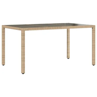 Obrázok produktu pre vidaXL Záhradný stôl so sklenenou doskou béžový 150x90x75 cm Poly ratan