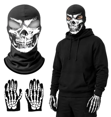 2er-Set Halloween-Skelettmaske mit Handschuhen