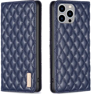 Produktbild von iPhone 15 Pro Hülle, Elegant Bookstyle Flip Leder Kartenfächer Schutzhülle mit Ständer für iPhone 15 Pro Blau