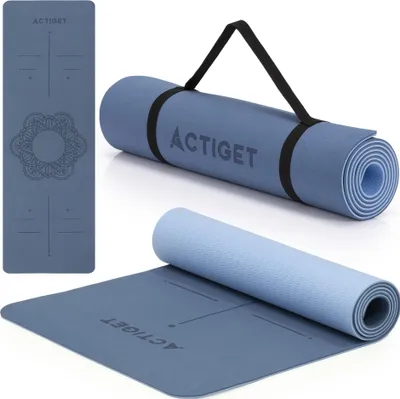 Immagine prodotto di Tappetino antiscivolo ACTIGET 183 x 61 cm in TPU per yoga e fitness con maniglia blu