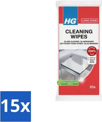 Obrázok produktu pre HG čistiace utierky na sklo, 20 kusov – výhodné balenie – 15 kusov