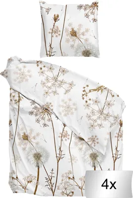 Produktbild von Bettwäschen - 135 x 200 cm - Weiß - Beige - Baumwolle - mit Reißverschluss - 4er Set