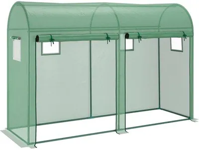 Image de Abri de jardin - Serre tunnel - 300 x 100 x 200 cm - Film résistant aux intempéries - Avec 4 fenêtres et 2 portes à enroulement - Pour légumes et plantes - Structure robuste