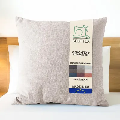 Produktbild von Selfitex Dekokissen XXL 80x80 inkl. Füllkissen, kuschelweiches Lesekissen, Rückenkissen, Sofakissen, für Couch, Bett (Farbe: Beige)