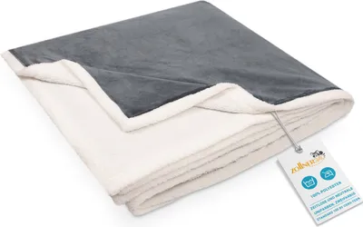 Produktbild von Kuscheldecke, Wendedecke, mit Lammfellimitat, grau, 220x240 cm