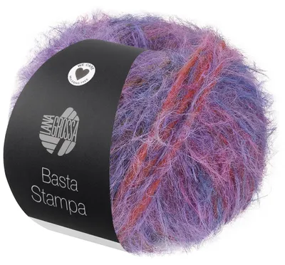 Produktbild von Lana Grossa BASTA STAMPA 50 g Garn im Fake Fur Look, locker verzwirnt 100 m Farbe 205 - Lila/Rosa/Rost/Gelb/Blau