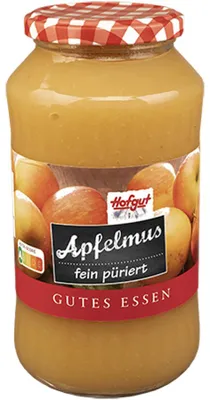 Produktbild von Hofgut Apfelmus fein püriert und gezuckert im Glas Gutes Essen 720ml
