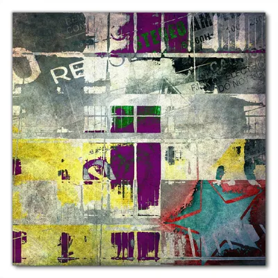 Produktbild von Wallario selbstklebende Möbelfolie/ Tischdecke für Innen und Außen, Größe: 90 x 90 cm - Retro-Style lila-gelb