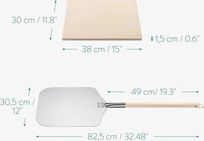 Produktbild von Famanu Pizzastein XL für Ofen und Grill - Rechteckige Pizzaplatte 38 x 30 cm