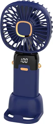 Produktbild von Tragbarer Handventilator mit Digitalanzeige, 90-Grad-Einstellung, 5 Geschwindigkeiten, geräuscharm, faltbares Design, persönlicher Ventilator