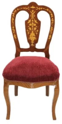 Produktbild von Casa Padrino Barock Luxus Esszimmer Stuhl Bordeaux / Mahagoni Intarsien - Antik Stil - 110 x 50 x 50 cm