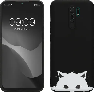 Obrázek produktu pro kwmobile Pouzdro kompatibilní s Xiaomi Redmi 9 - Silikonové pouzdro na telefon - Curious Cat Black White