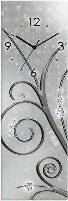 Produktbild von ARTland Glas Wanduhr Funkuhr - schwarzer Zeiger Ornamente Größe: 20x60 cm