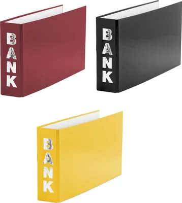 Produktbild von 3 Bankordner / 140x250mm / für Kontoauszüge / Farbe: je 1x gelb, rot, schwarz