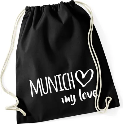Produktbild von Huuraa Turnbeutel Munich my love 12 Liter Black Baumwolle Rucksack Geschenkidee
