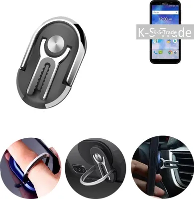 Produktbild von K-S-Trade 3in1 Smartphone-Ring Handy-Ring kompatibel mit Sony Xperia 10 Fingerhalterung  Handyring Tischständer Lüftungsgitter-Halterung Tisch