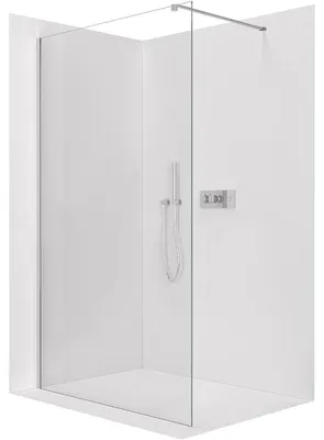 Productafbeelding van CERANO - Douchewand Walk-in Onyx Cube L/P - 10 mm - rechthoekige steun - chroom, transparant glas - 110x200 cm