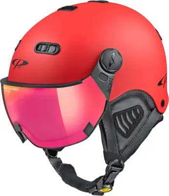 Produktbild von CP Carachillo Skihelm mit Visier Gr. XL (60-62 cm) Snowboardhelm Helmet Ski Snowboard Helm Wintersport Schutzhelm Winter Unisex red s.t black mit dl vario pol red mirror Visier