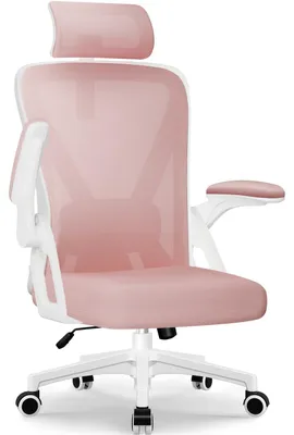 Zdjęcie produktu dla Ergonomiczne krzesło biurowe z podparciem lędźwiowym i zagłówkiem – składane podłokietniki