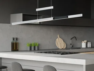Produktbild von LED Pendelleuchte TRAJAN Schwarz-Silber höhenverstellbar mit TOUCH Dimmer