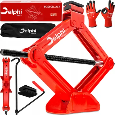 Obrázek produktu pro Delphi Tools nůžkový zvedák 2 t – zdvih 115–410 mm, kompaktní, s taškou, pro osobní auta