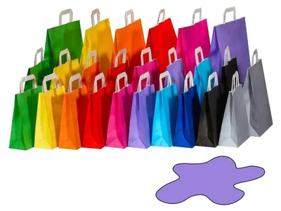 Produktbild von 50x Papiertragetaschen Papiertaschen Flachhenkel 18x8x22cm violett 70gr.