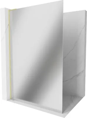 Produktbild von Mexen Kioto L Duschwand Walk-in 110 x 200 cm, Spiegel, gebürstetes Gold - 800-110-103-55-50