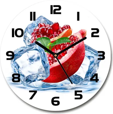 Produktbild von Wanduhr aus Glas 30fi Glasbild Glasuhr Gehärtetes Glas - schwarze-zeiger - Pomegranate with ice