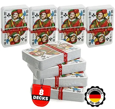 Immagine prodotto di Omgoods - Mazzo di carte di qualità professionale - Carte da gioco per adulti - Adatto per giochi come Rommé, Bridge, Canasta, Skat - 4 set da 55 carte - Resistente - Adatto per adulti