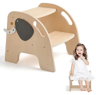 Imagen del producto de Omgoods - Taburete de madera para niños, con dos escalones, estilo Montessori