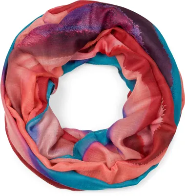 Produktbild von styleBREAKER Damen Loop Schal mit elegantem Aquarell-Farbverlauf, Leichter und weicher Schlauchschal, mehrfarbig 01017163