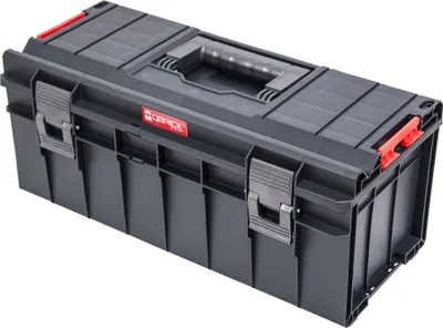 A black toolbox with red accents is shown against a white background.