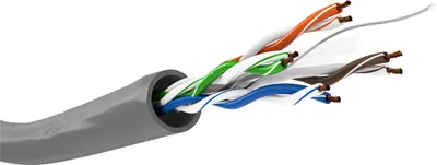 Image de Câble réseau CAT 6, U/UTP, gris, 100 m - Conducteur en cuivre (CU), AWG 24/7 (toronné), gaine en PVC