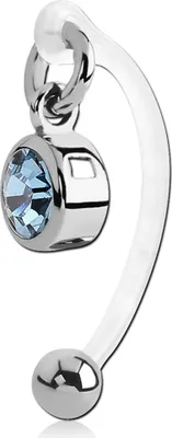 Produktbild von viva-adorno Intimpiercing KVV Christina Bioflex Piercing Banane Kristall runder Anhänger Bauchnabelpiercing Z550, aqua