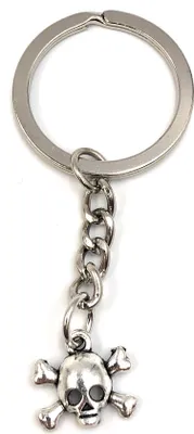 Zdjęcie produktu dla Breloczek do kluczy Onwomania srebrny metalowy wisiorek z czaszką