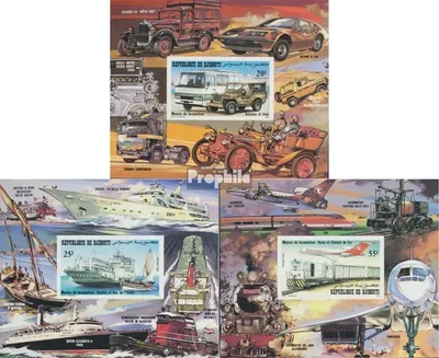Produktbild von Briefmarken Dschibuti 1982 Mi Block64B-Block66B (kompl.Ausg.) postfrisch Verkehrsmittel