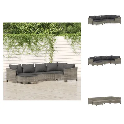 Produktbild von vidaXL 6-tlg. Garten-Lounge-Set mit Kissen Grau Poly Rattan - Gartenmöbel-Sets