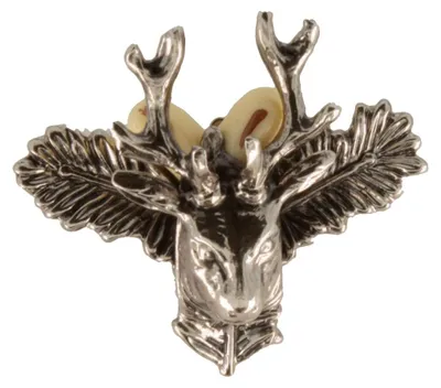 Hutanstecker kleiner Hirschkopf mit Grandeln von Hut-Breiter in silber