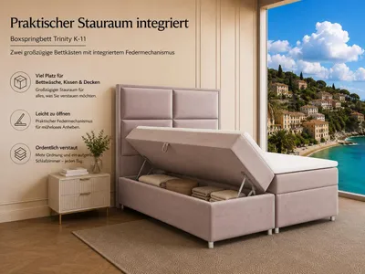 Produktbild von Best For Home Boxspringbett Trinity K-11 mit 7-Zonen-Bonell-Federkernmatratze | Boxspringbett 200x200 mit Bettkasten | Doppelbett mit Matratze und Stauraum | Polsterbett –Lieferung bis Bordsteinkante