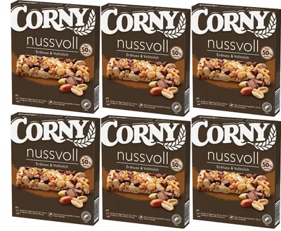 Immagine prodotto di Tavoletta di cioccolato al latte e arachidi Corny Nussvoll da 96 g in confezione da 6 pezzi