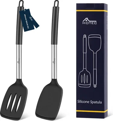 Produktbild von Hotec Pfannenwender Silikon Set, 2-teilig, Schwarz 34.8cm