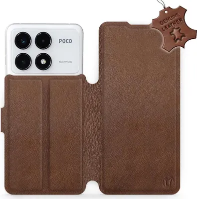Produktbild von Echtleder Handyhülle für Xiaomi Poco F6 Pro, Mobiwear Leather, Braun