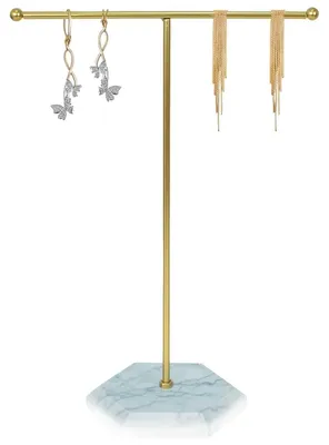 Produktbild von Schmuckständer Schmuckhalter Kettenständer - 26 cm hoch - Verzinktes Metall - Gold - Für Ketten, Armbänder und Ohrringe