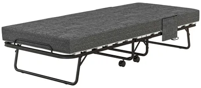 Produktbild von HOMCOM Klappbett Gästebett mit Rollen, 10 cm Matratze, Abdeckung, Seitentasche