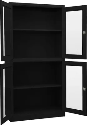 Obrázek produktu pro vidaXL Kancelářská skříň černá 90x40x180 cm Ocel a tvrzené sklo