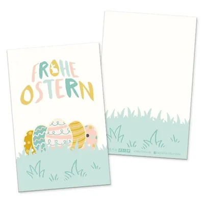 Produktbild von itenga 24 x Geschenkekarten Frohe Ostern Ostereier pastell in Visitenkartengröße
