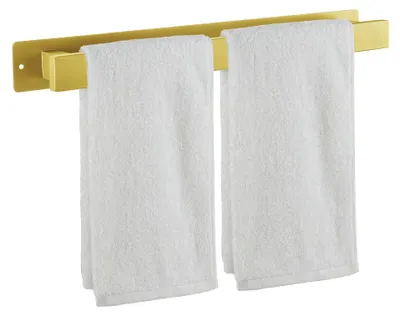Zdjęcie produktu dla Elzusha - Drążek na ręczniki ze stali nierdzewnej, 50 cm - Montaż za pomocą taśmy samoprzylepnej lub śrub - Złoty kolor - Odporny na korozję