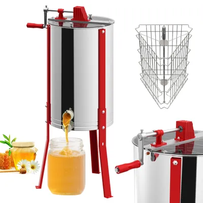 Produktbild von UISEBRT Honigschleuder 3 Waben Edelstahl manuell Honigextraktor Handkurbel Schleudergerät Imkereibedarf Honigernte Bienenhaltung Hobbyimker - Fassgröße 38 x 62 cm