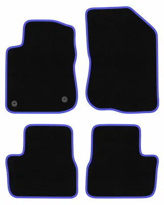 Produktbild von Velours-Fußmatten für Peugeot 208 I 2012-2019 (Schrägheck) – 4-tlg, Schwarz/Blau, passgenau – Wielganizator CARLUX