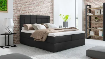 Produktbild von Bari 3 Boxspringbett 180x200, mit Matratze Bonell und Topper – Polsterbett mit Bettkasten, Ihr komfortables Doppelbett! Graphite